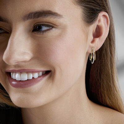Italian 14kt Two-Tone Gold Triple-Oval Hoop Earrings