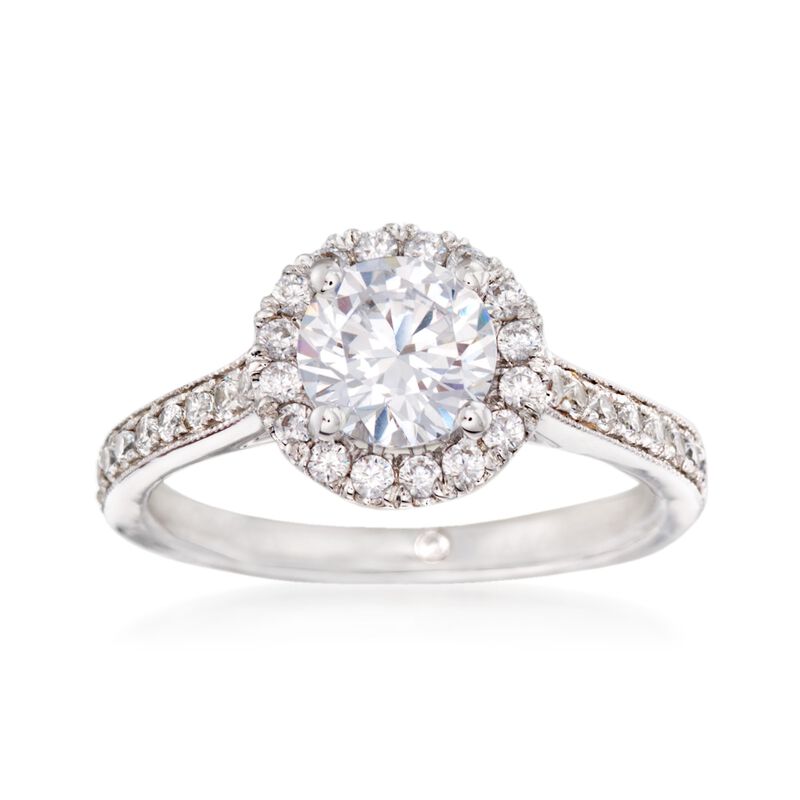 Gabriel Designs .47 ct. t.w. Diamond Halo Engagement Ring Setting in 14kt White Gold image number 0