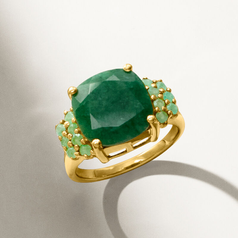 5.40 ct. t.w. Emerald Ring in 18kt Gold Over Sterling image number 3