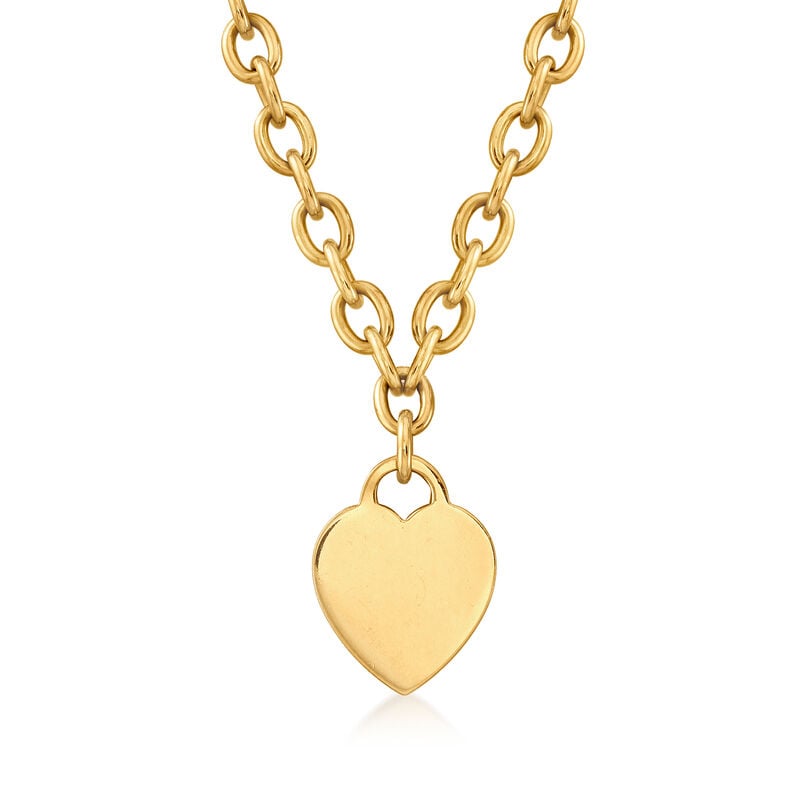 C. 1990 Vintage Tiffany Jewelry 18kt Yellow Gold Heart Tag Necklace image number 0