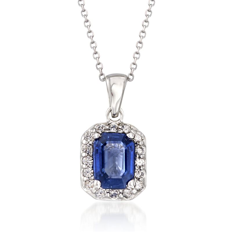 1.70 Carat Sapphire and .25 ct. t.w. Diamond Pendant Necklace in 14kt White Gold image number 0