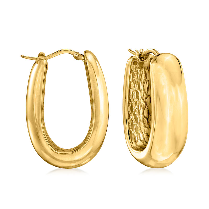 Italian 18kt Yellow Gold Oval Hoop Earrings image number 0