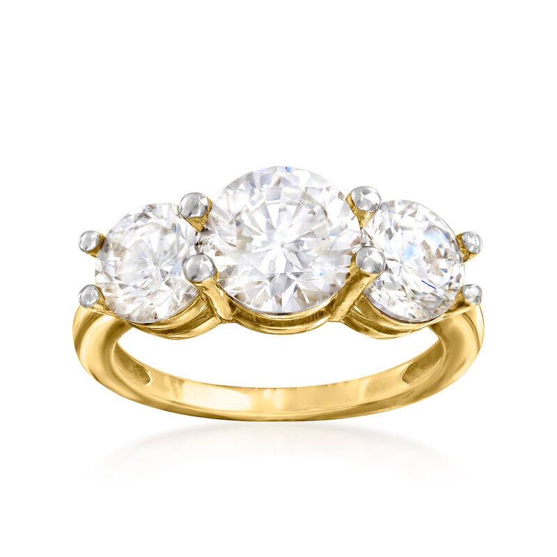 4.00 ct. t.w. CZ Three-Stone Ring in 14kt Yellow Gold image number 0