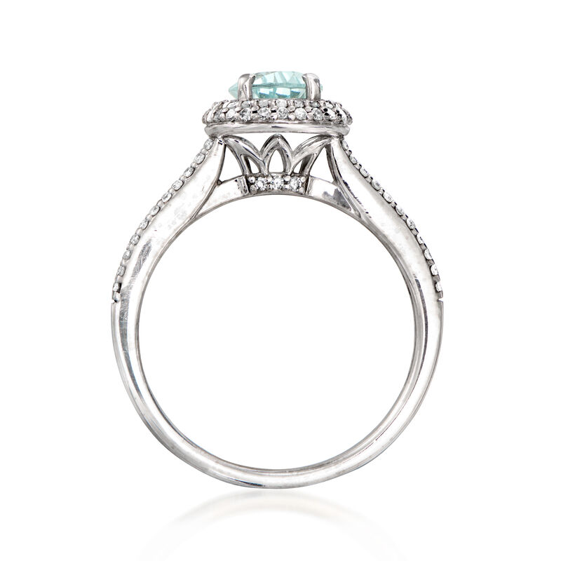 C. 1990 Vintage 1.00 Carat Aquamarine Ring with 1.75 ct. t.w. Diamonds in 14kt White Gold. Size 6.5 image number 4