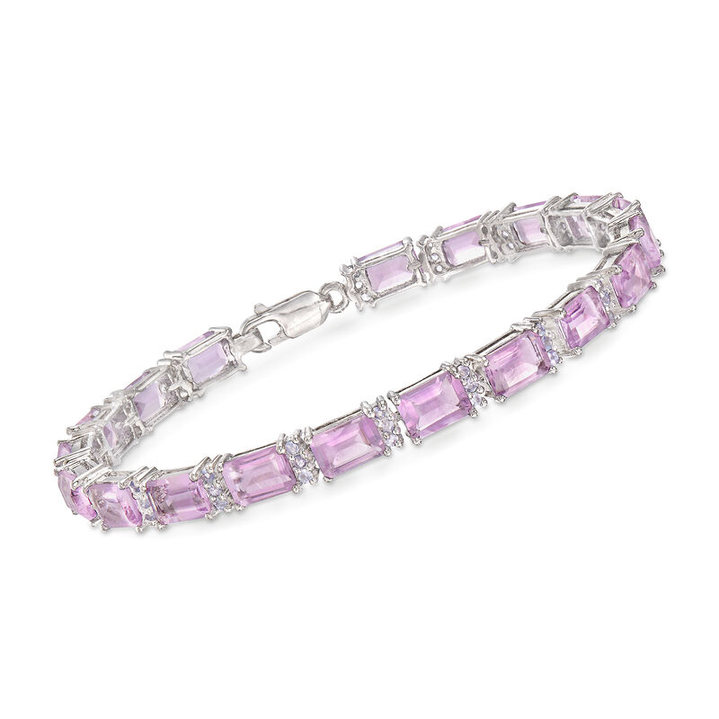 17.00 ct. t.w. Amethyst and 1.00 ct. t.w. Tanzanite Bracelet in Sterling Silver image number 0