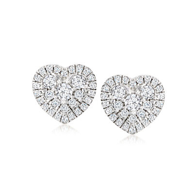 1.00 ct. t.w. Lab-Grown Diamond Heart-Shaped Cluster Earrings in Sterling Silver