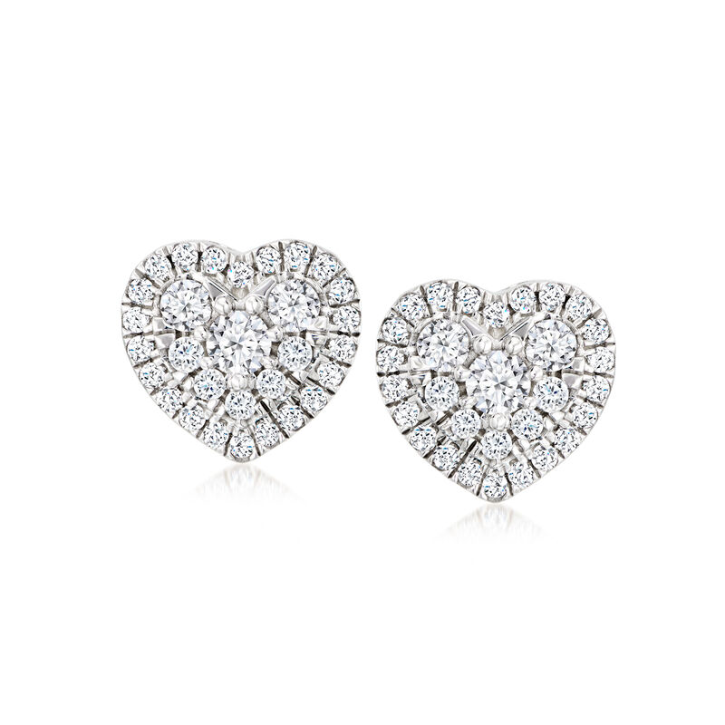 1.00 ct. t.w. Lab-Grown Diamond Heart-Shaped Cluster Earrings in Sterling Silver  image number 0