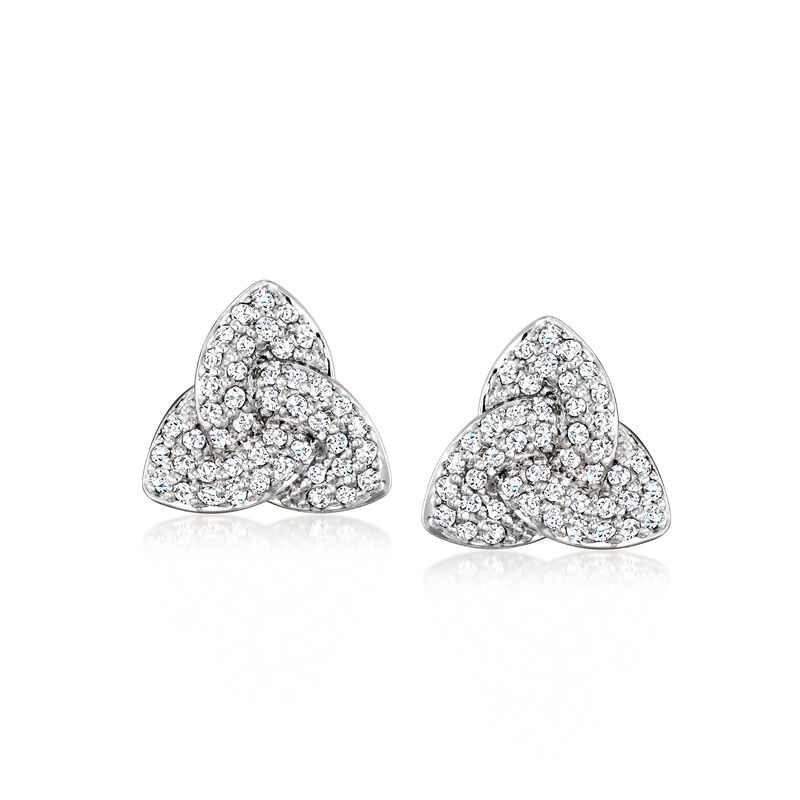 .25 ct. t.w. Diamond Trinity Knot Earrings in Sterling Silver  image number 0