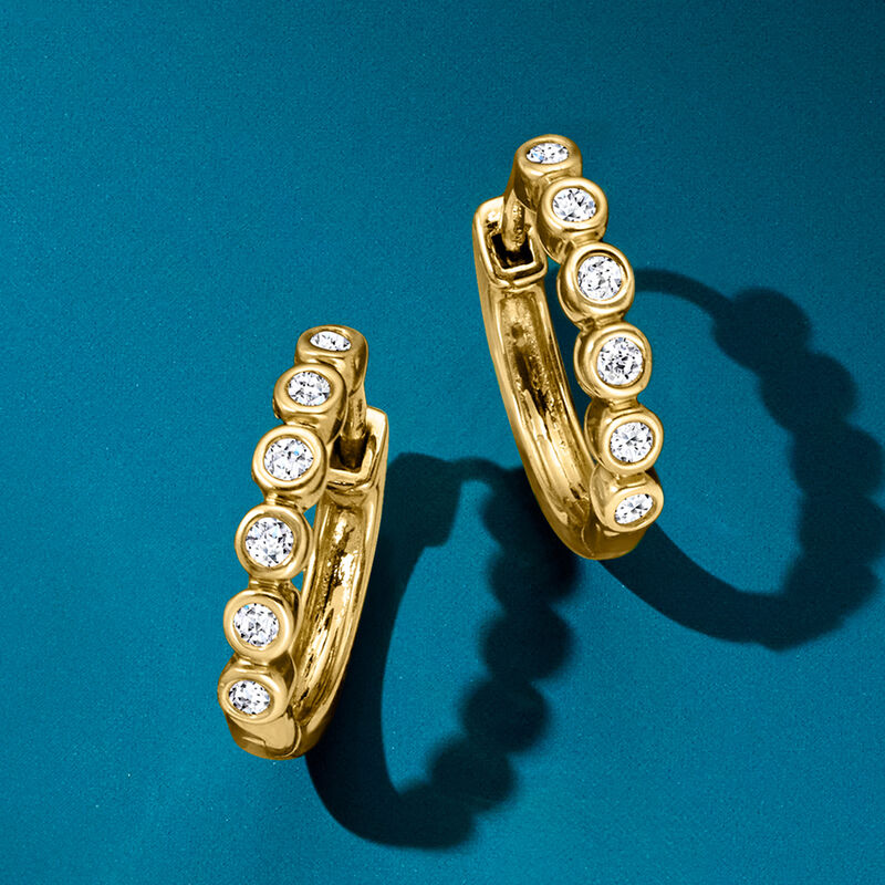 .15 ct. t.w. Bezel-Set Lab-Grown Diamond Huggie Hoop Earrings in 14kt Yellow Gold. 1/2" image number 2