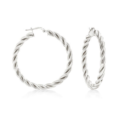 Italian Sterling Silver Twisted Hoop Earrings
