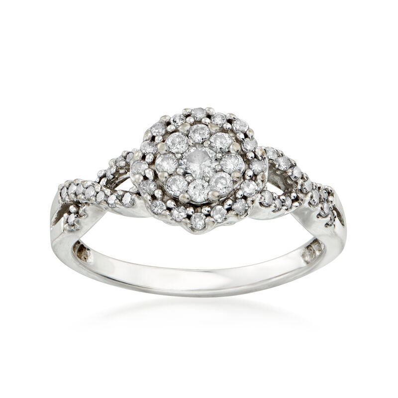 C. 1990 Vintage .50 ct. t.w. Diamond Cluster Ring in 10kt White Gold image number 0