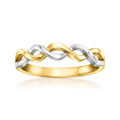 18kt Gold Over Sterling and Sterling Silver Twisted Ring