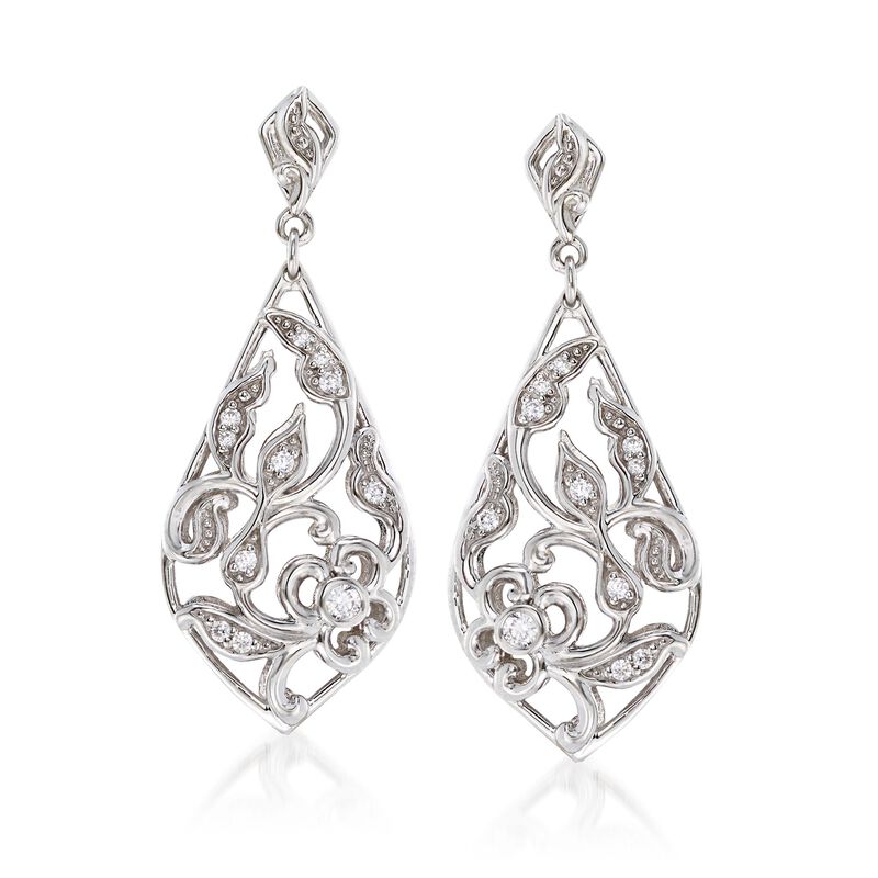 Belle Etoile &quot;Empress&quot; .20 ct. t.w. CZ Drop Earrings in Sterling Silver image number 0