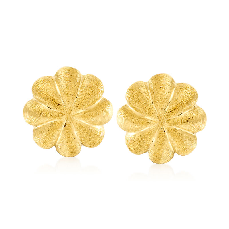 C. 1980 Vintage Tiffany Jewelry 18kt Yellow Gold Ribbed Button Earrings  image number 0