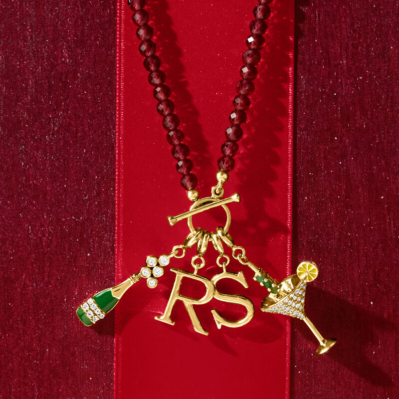 60.00 ct. t.w. Garnet Bead Toggle Necklace in 18kt Gold Over Sterling image number 4