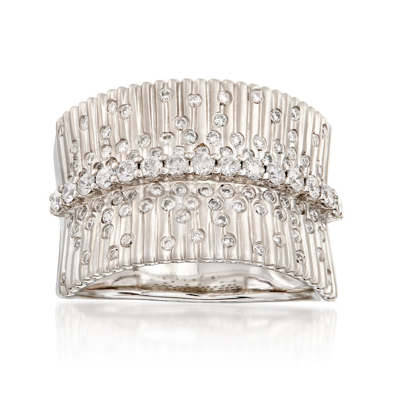 .69 ct. t.w. Diamond Bar and Burst Ring in 14kt White Gold image number 0