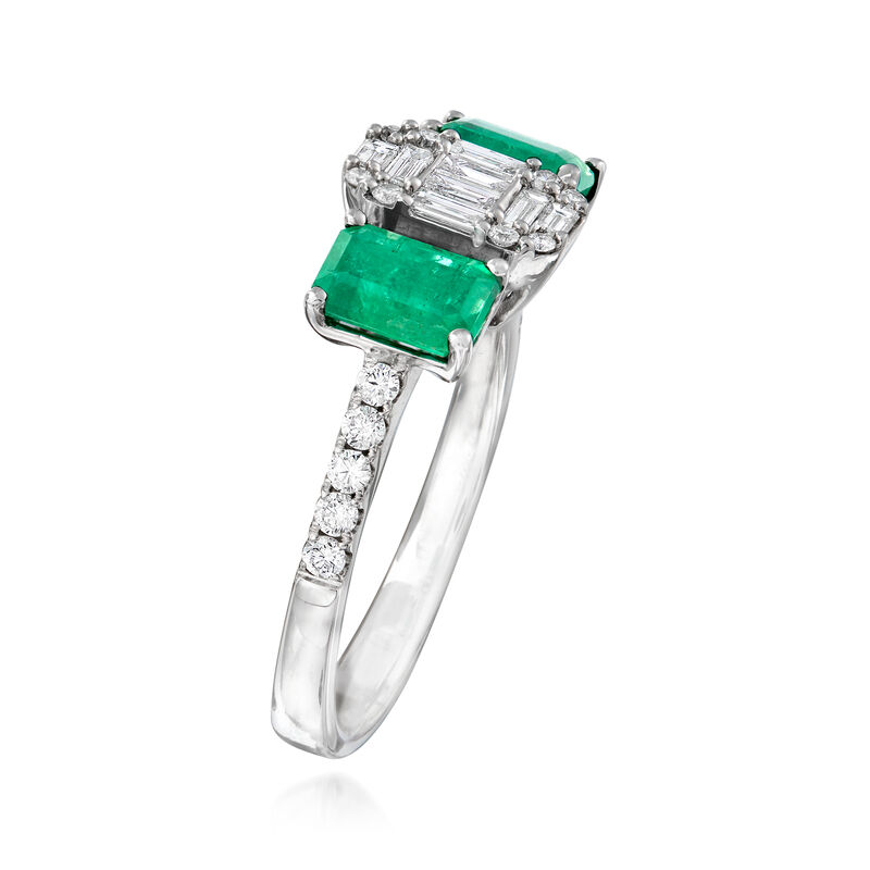 1.20 ct. t.w. Emerald and .40 ct. t.w. Diamond Ring in 14kt White Gold image number 2