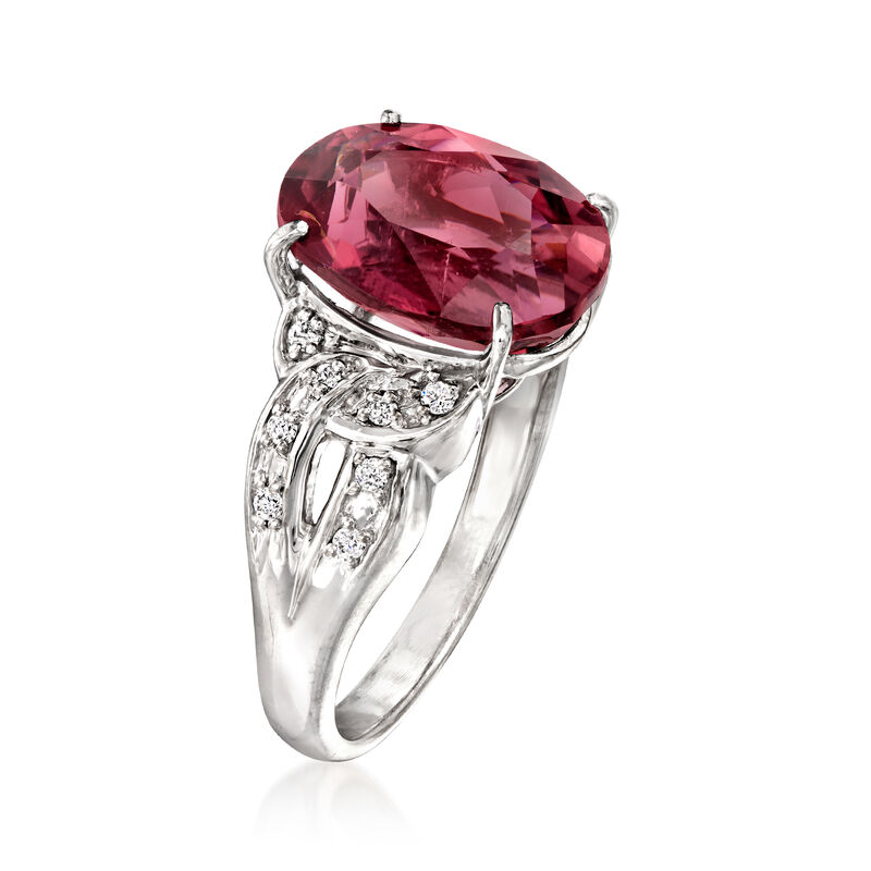 C. 1990 Vintage 5.57 Carat Pink Tourmaline Ring with .12 ct. t.w. Diamonds in 18kt White Gold. Size 6.5 image number 2