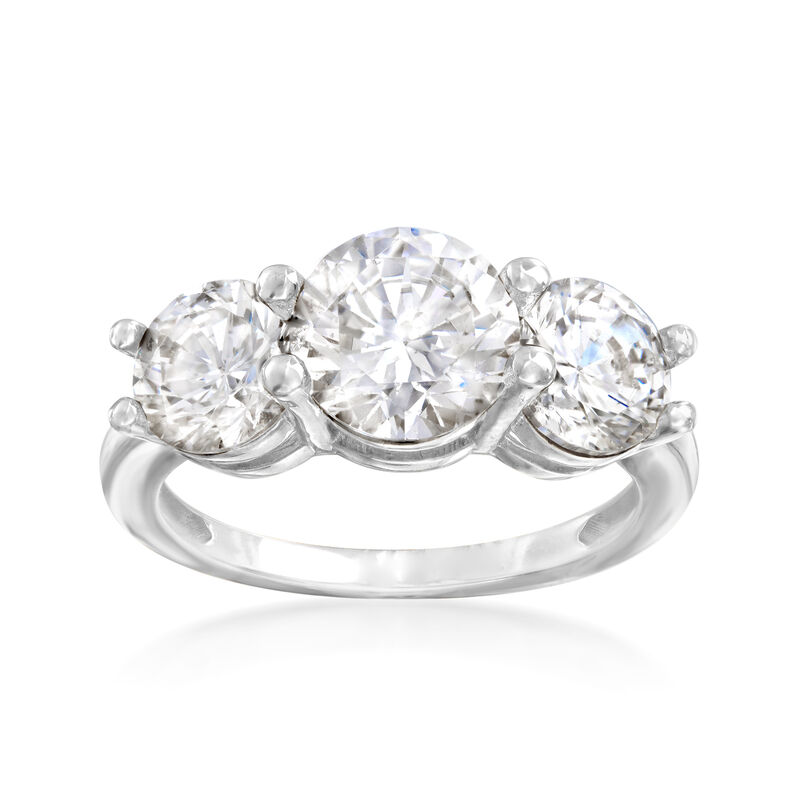 4.00 ct. t.w. CZ Three-Stone Ring in 14kt White Gold image number 2