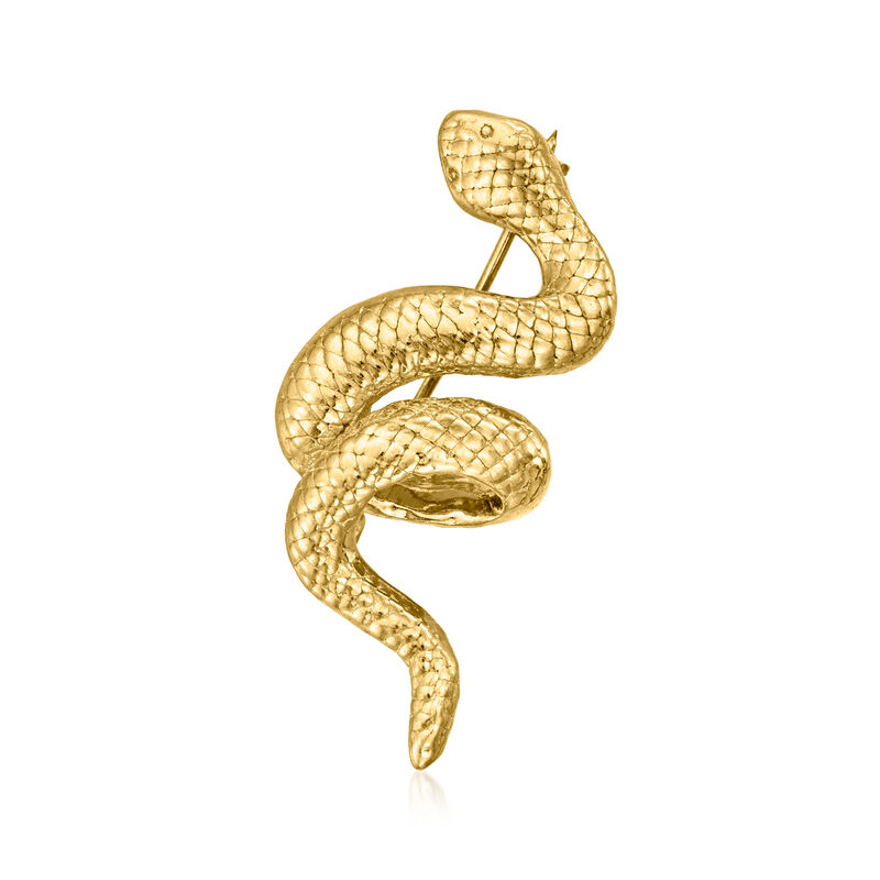 Italian 18kt Gold Over Sterling Snake Pin  image number 0