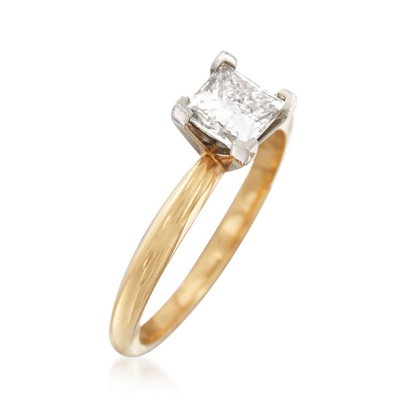 1.00 Carat Princess-Cut Diamond Ring in 18kt Yellow Gold. Size 7.5 image number 2