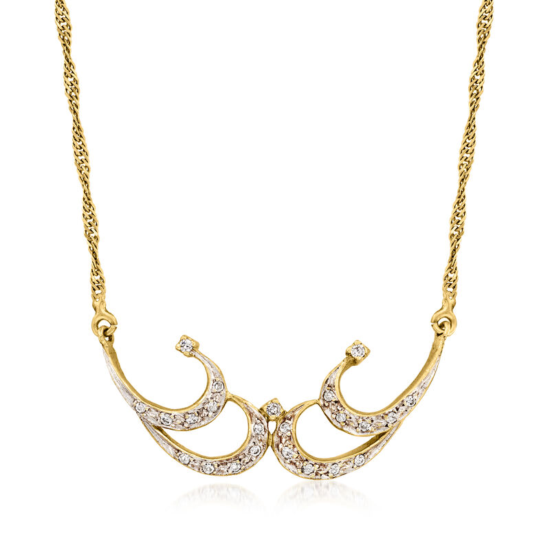C. 1985 Vintage Unoaerre .40 ct. t.w. Diamond Swirl Necklace in 18kt Yellow Gold. 16&quot; image number 0