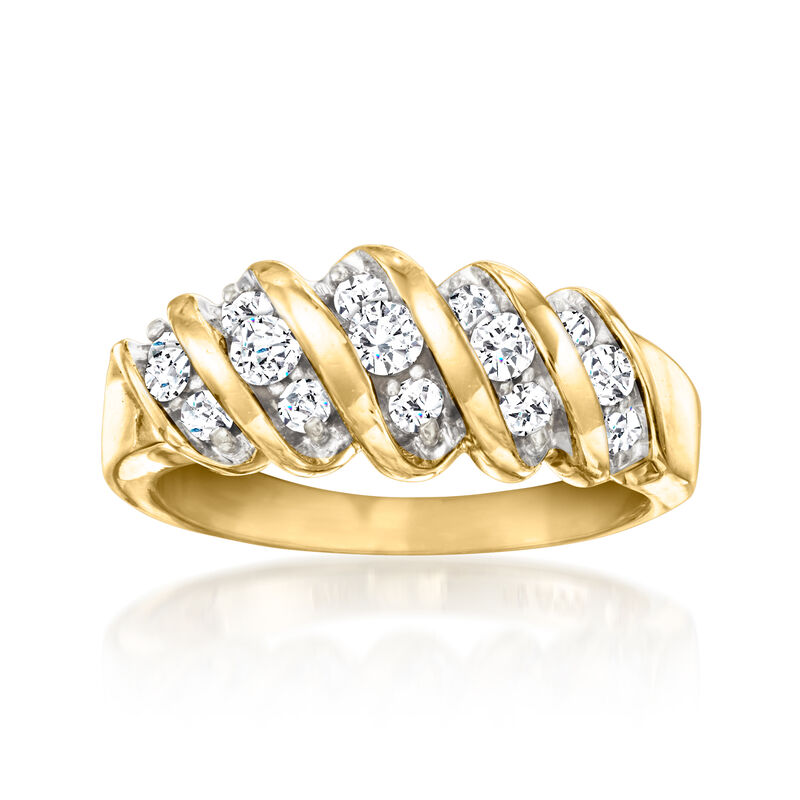 C. 1980 Vintage .65 ct. t.w. Diamond Twisted Ring in 14kt Yellow Gold. Size 7 image number 0