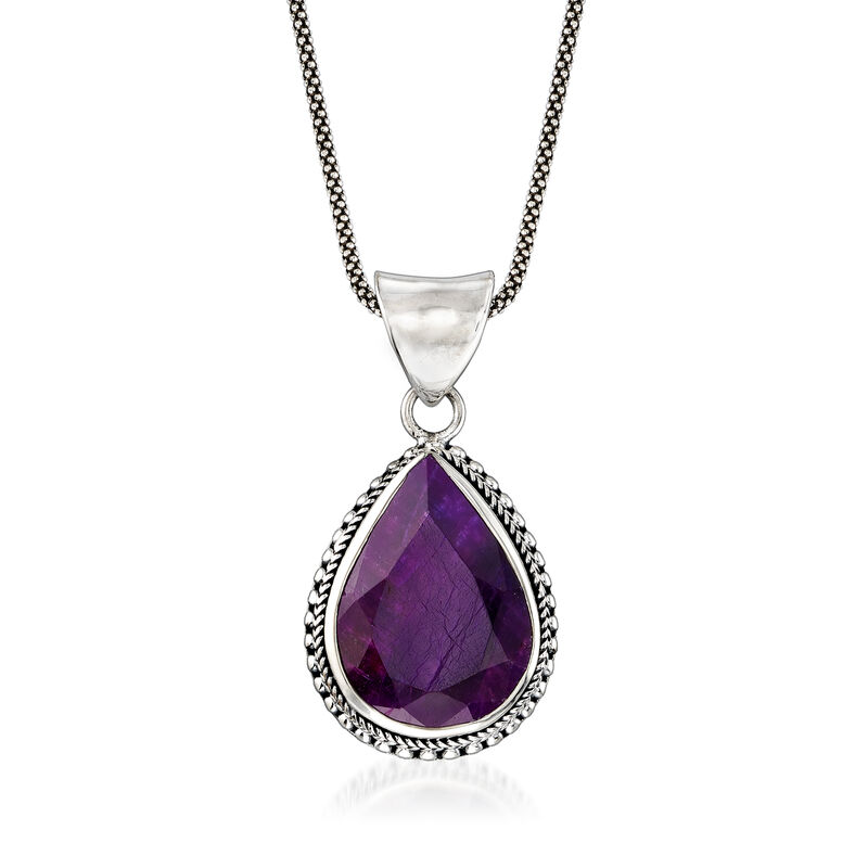 26.60 ct. t.w. Purple Sapphire Jewelry Set: Earrings and Pendant Necklace in Sterling Silver image number 4