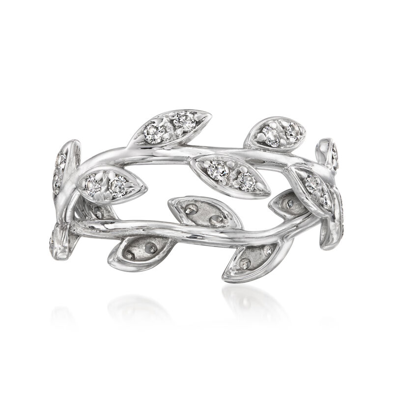 C. 1990 Vintage Tiffany Jewelry "Paloma Piccaso" .55 ct. t.w. Diamond Olive Leaf Ring in 18kt White Gold image number 0