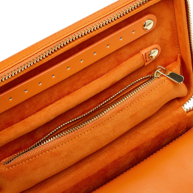 WOLF &quot;Maria&quot; Orange Leather Medium Jewelry Zip Case  image number 4
