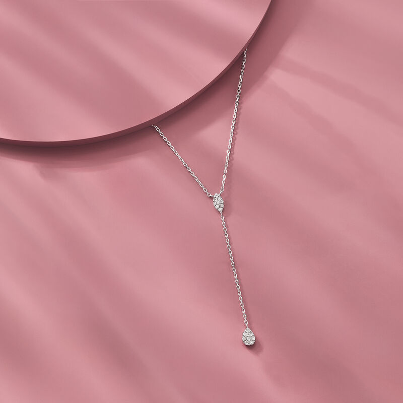 .10 ct. t.w. Diamond Y-Necklace in Sterling Silver. 16" image number 2