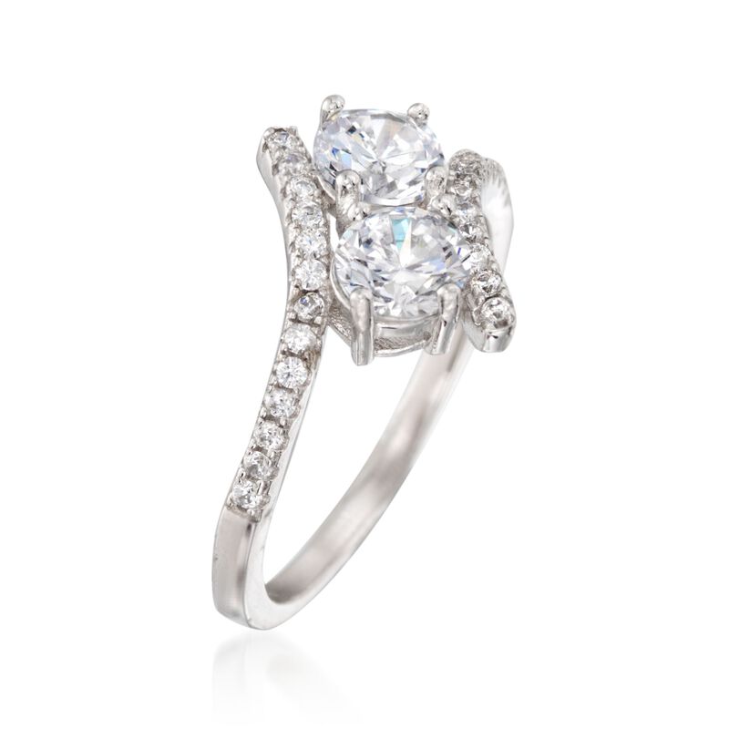 1.55 ct. t.w. CZ Two-Stone Ring in Sterling Silver image number 2