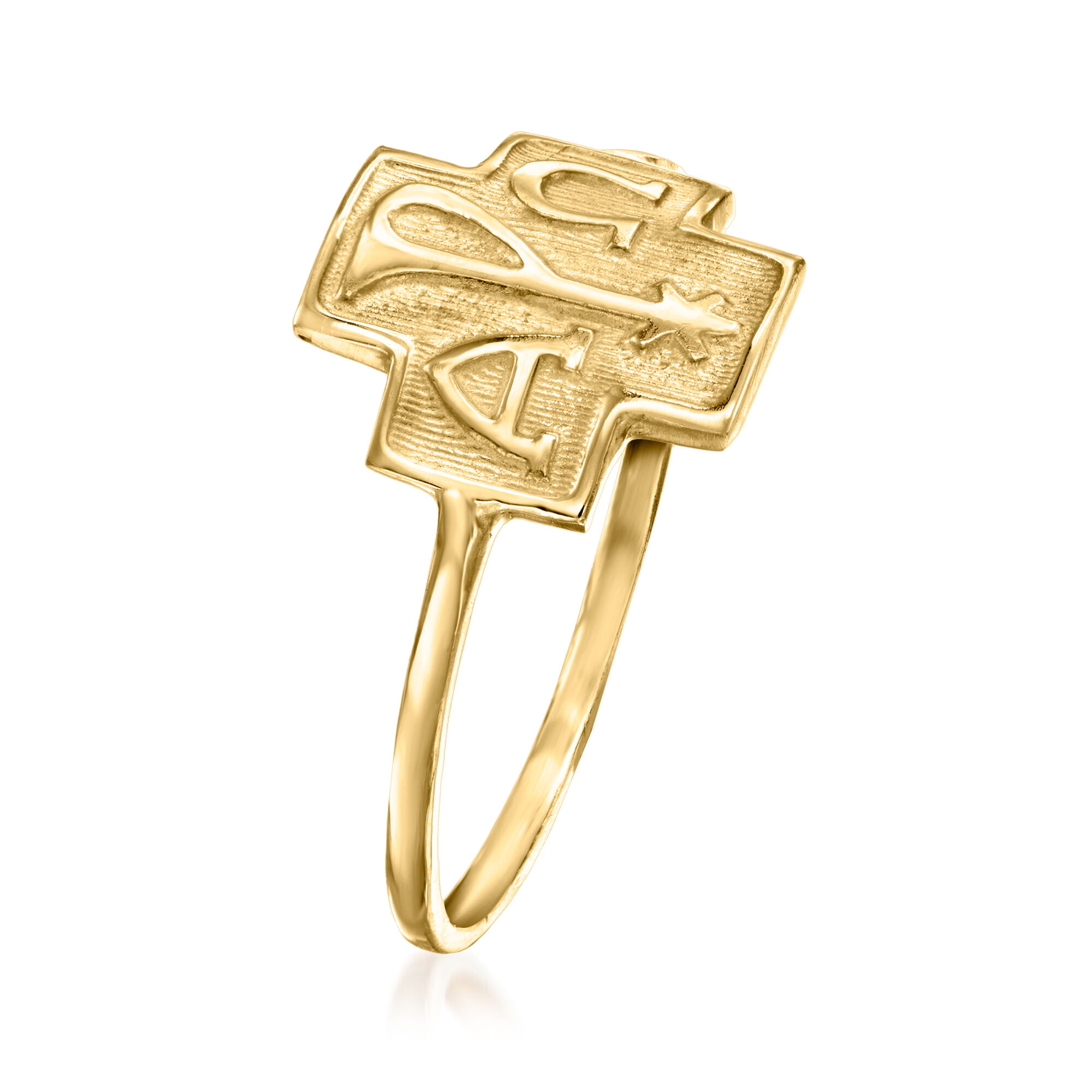 Italian 14kt Yellow Gold Alpha and Omega Ring