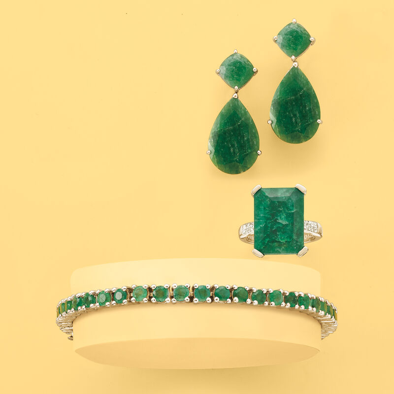 Green Beryl and .13 ct. t.w. White Topaz Ring in Sterling Silver image number 3