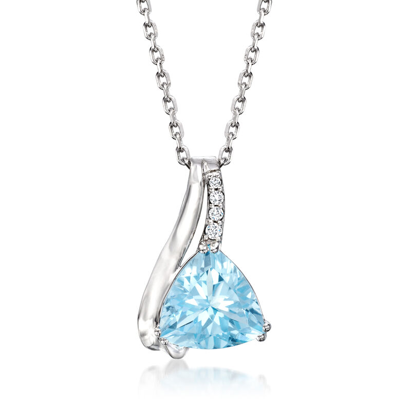 3.70 Carat Sky Blue Topaz Pendant Necklace with Diamond Accents in Sterling Silver image number 0