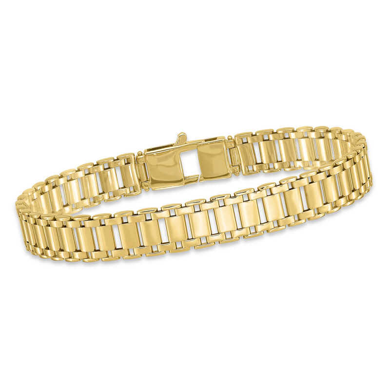 Men's 14kt Yellow Gold Polished Link Bracelet. 8.5&quot; image number 0
