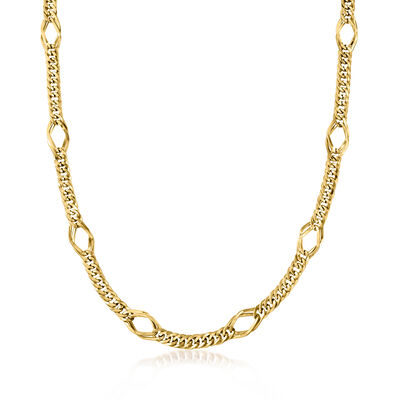 14kt Yellow Gold Geometric Oval-Link Necklace