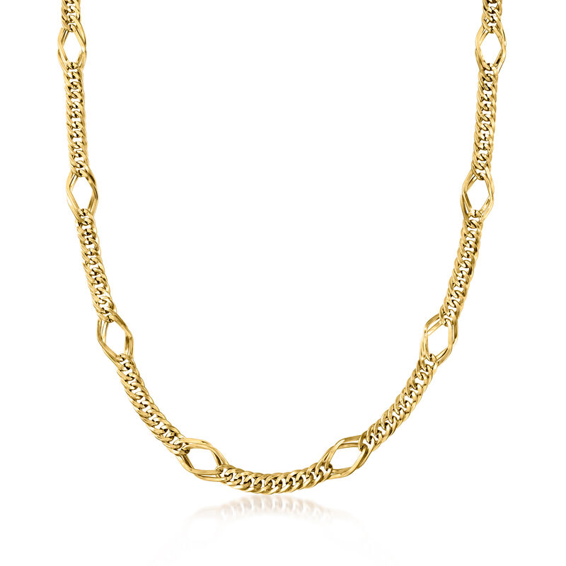 14kt Yellow Gold Geometric Oval-Link Necklace image number 0