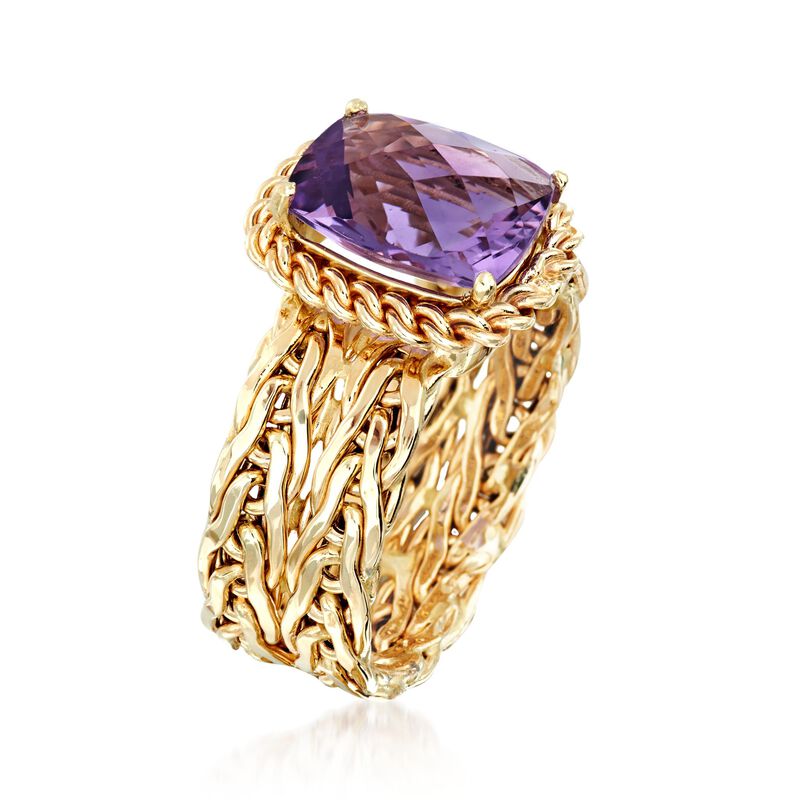 3.00 Carat Amethyst Woven Ring in 14kt Yellow Gold image number 2