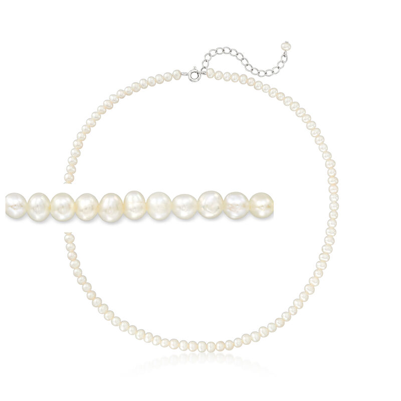 3.5-4.5mm Cultured Pearl Choker Necklace with Sterling Silver. 14&quot; image number 1