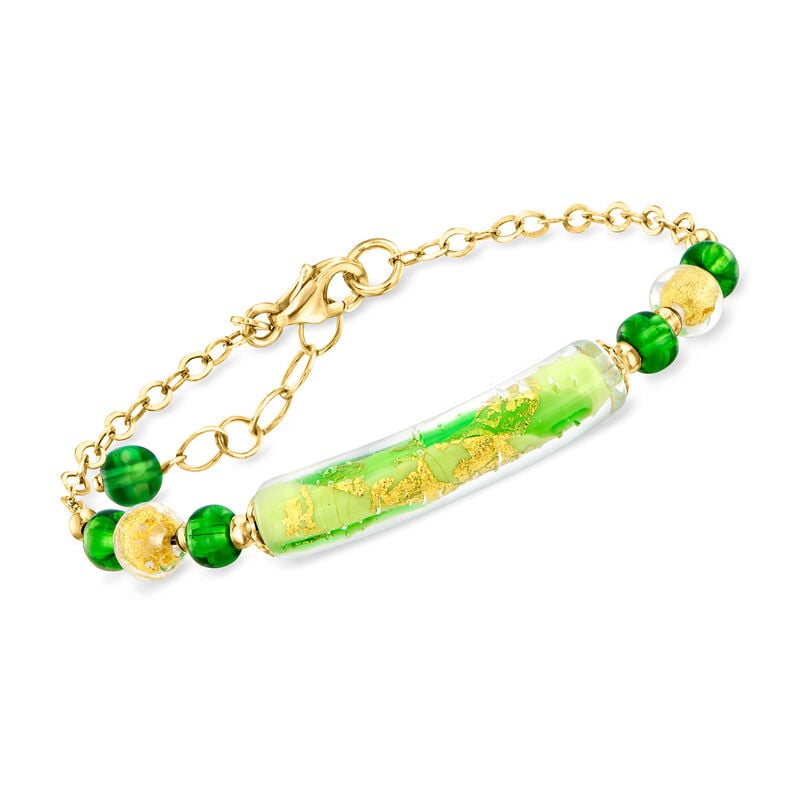 Italian Multicolored Murano Glass Bead Bracelet in 18kt Gold Over Sterling. 7" image number 0
