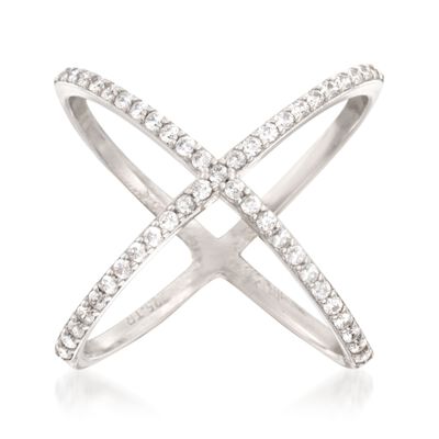 .70 ct. t.w. CZ Open Crisscross Ring in Sterling Silver
