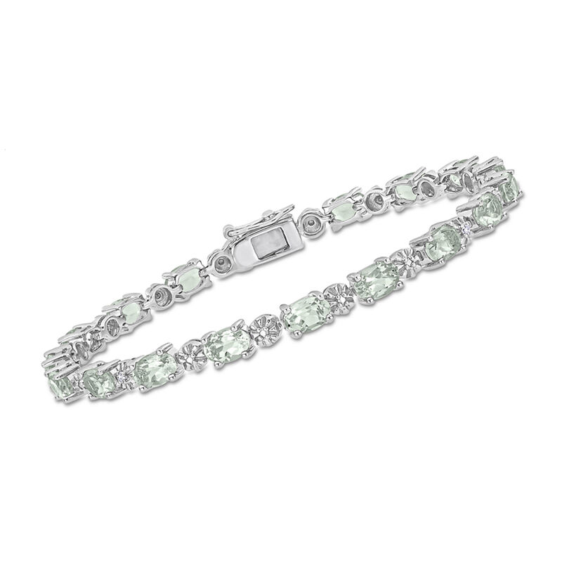 7.20 ct. t.w. Prasiolite and Diamond-Accented Bracelet in Sterling Silver image number 0