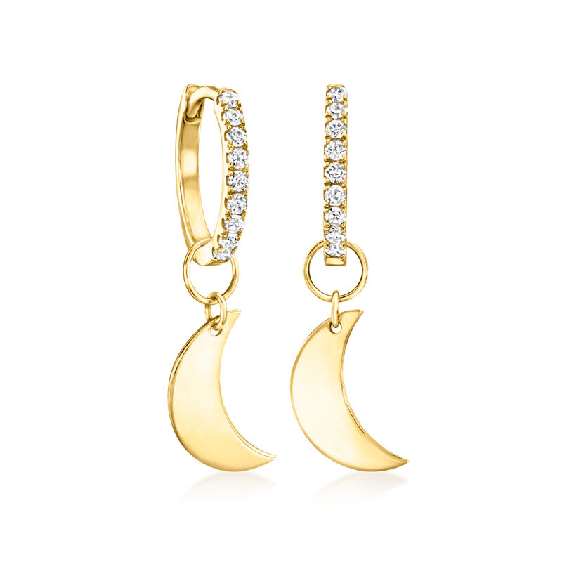 Italian 14kt Yellow Gold Moon Hoop Charms image number 3