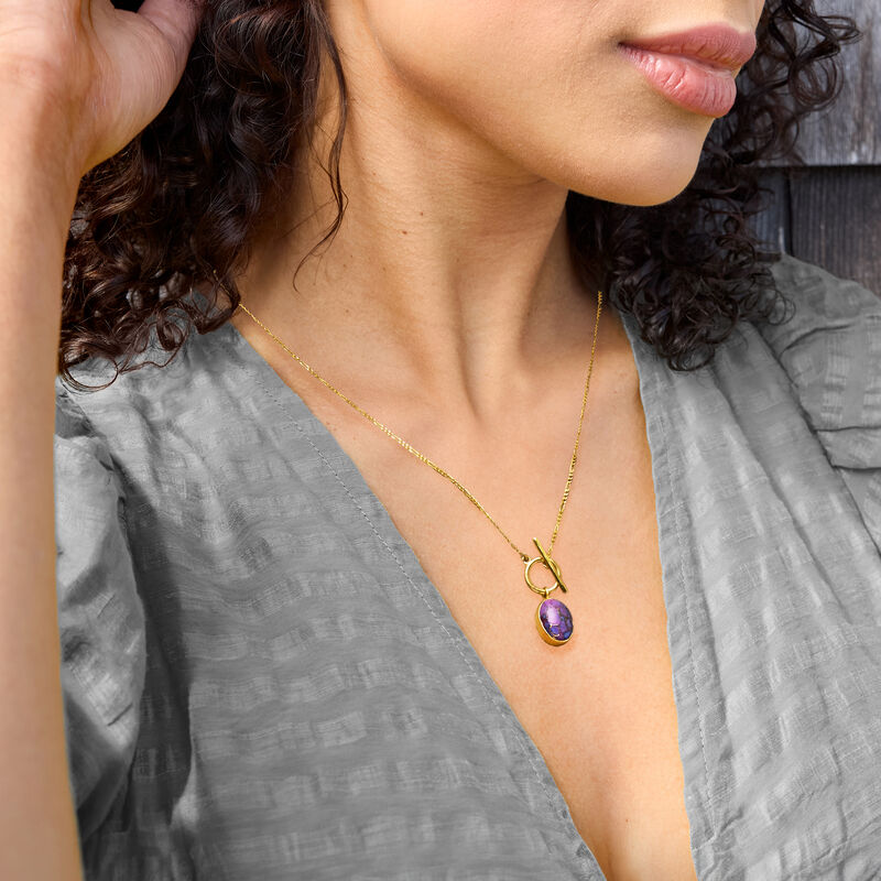Purple Turquoise Toggle Necklace in 18kt Gold Over Sterling image number 1