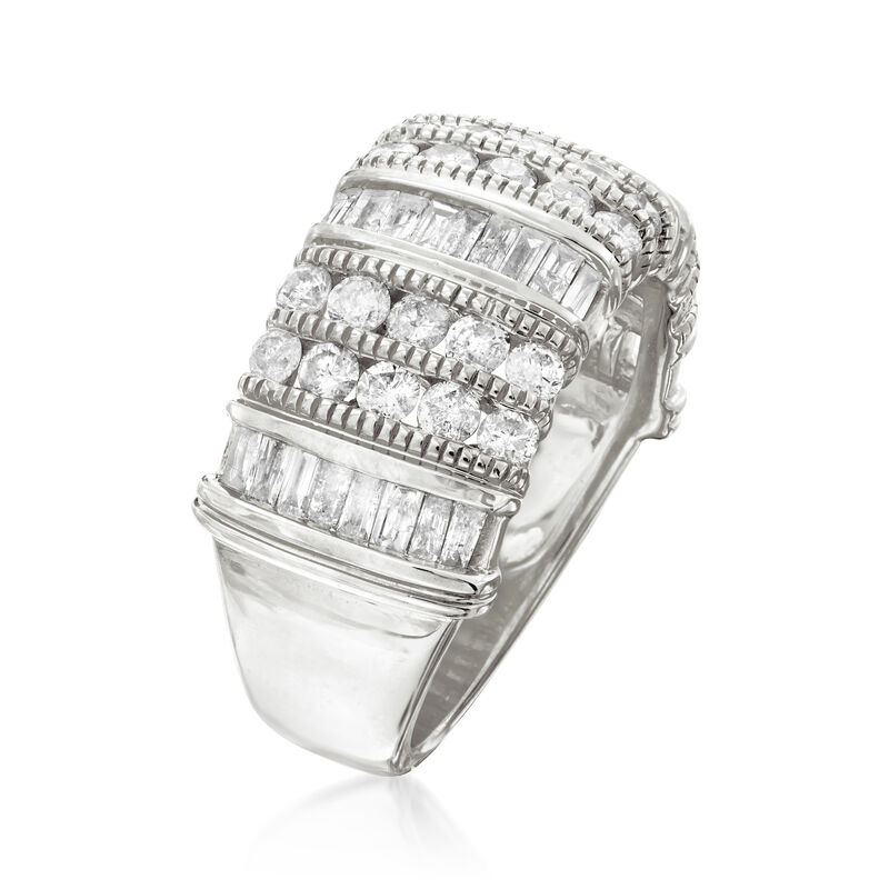 1.50 ct. t.w. Baguette and Round Diamond Ring in Sterling Silver image number 2