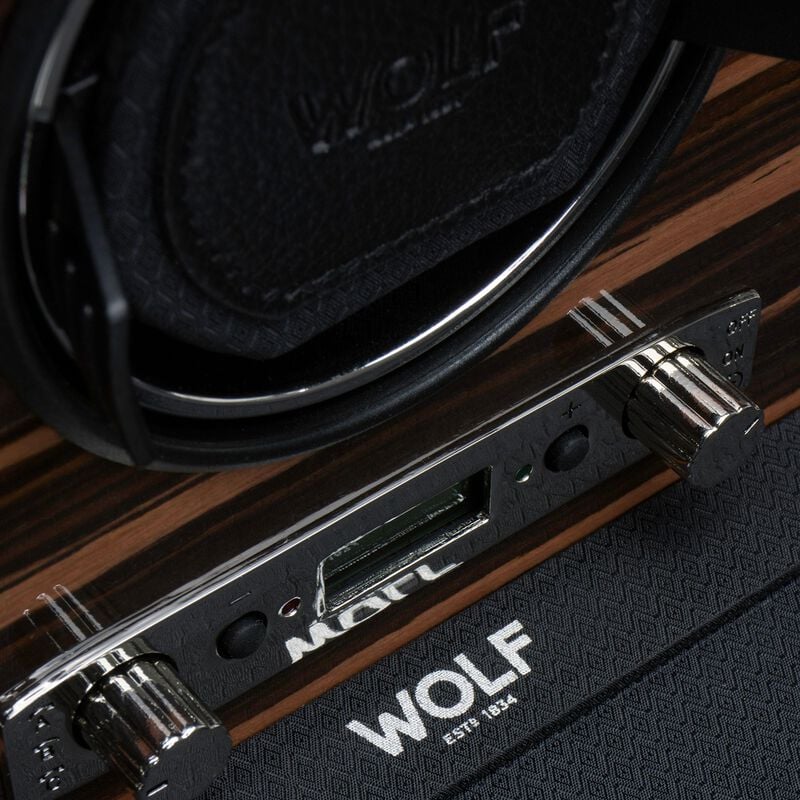 &quot;Roadster&quot; Black and Ebony Macassar Quadruple Watch Winder by WOLF Designs image number 3
