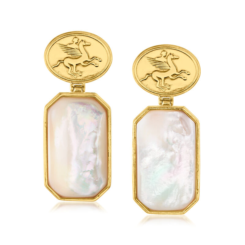 Italian Tagliamonte Mother-of-Pearl Pegasus Drop Earrings in 18kt Gold Over Sterling image number 0