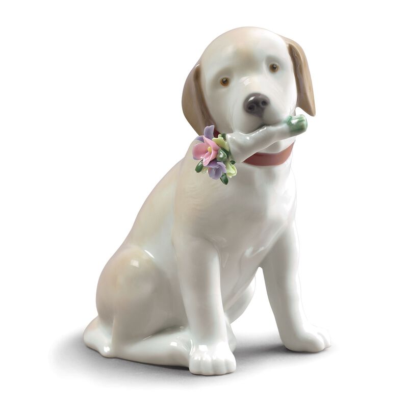 Lladro &quot;This Bouquet is for You&quot; Dog Porcelain Figurine image number 0