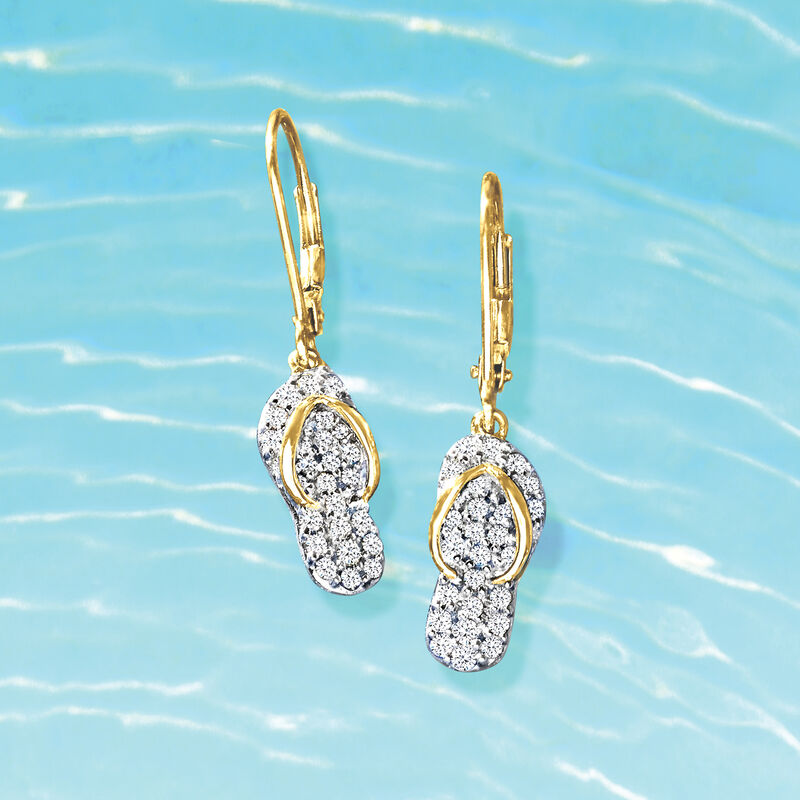 .50 ct. t.w. Diamond Flip-Flop Drop Earrings in 18kt Gold Over Sterling image number 2